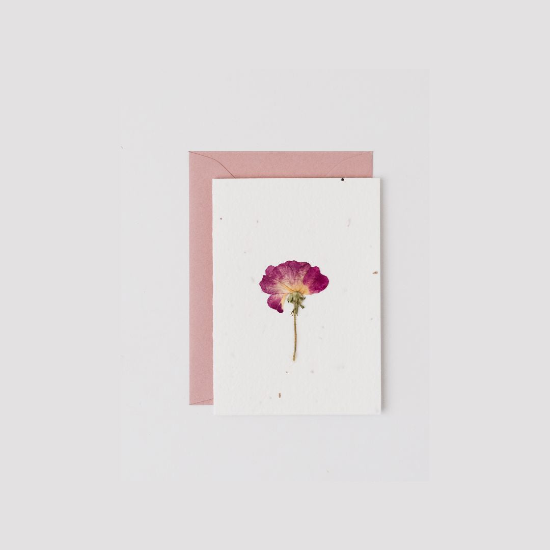 Pressed Flower Plantable Notecard, Crimson Rose
