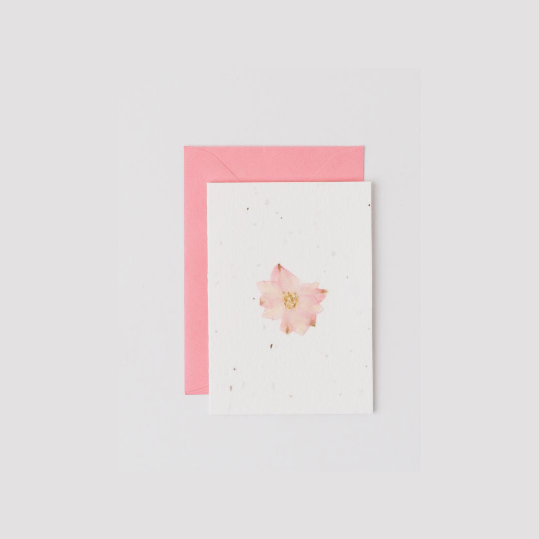 Pressed Flower Plantable Notecard, Pink Flower