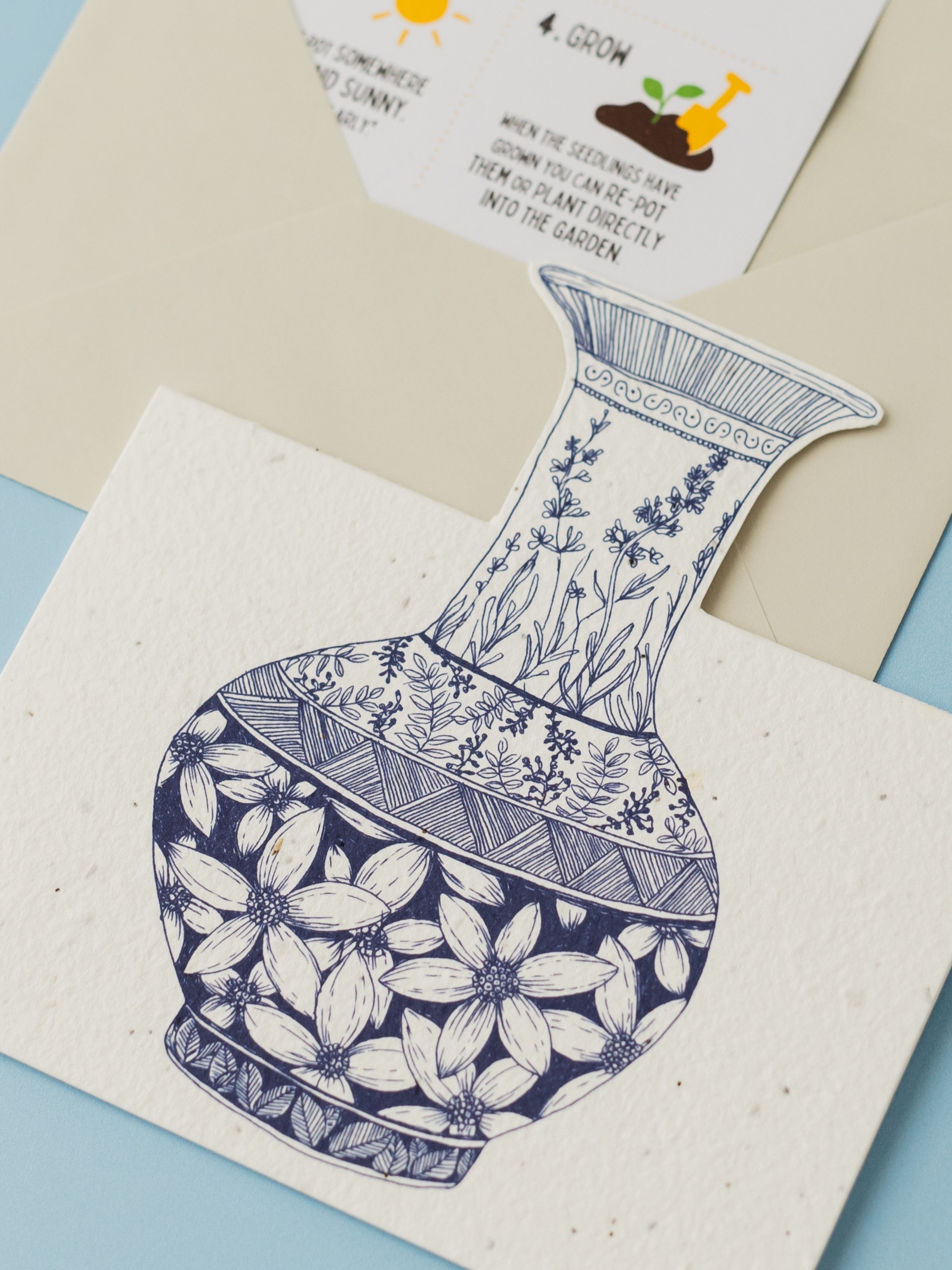 Handcut Dahlia Vase Plantable Card