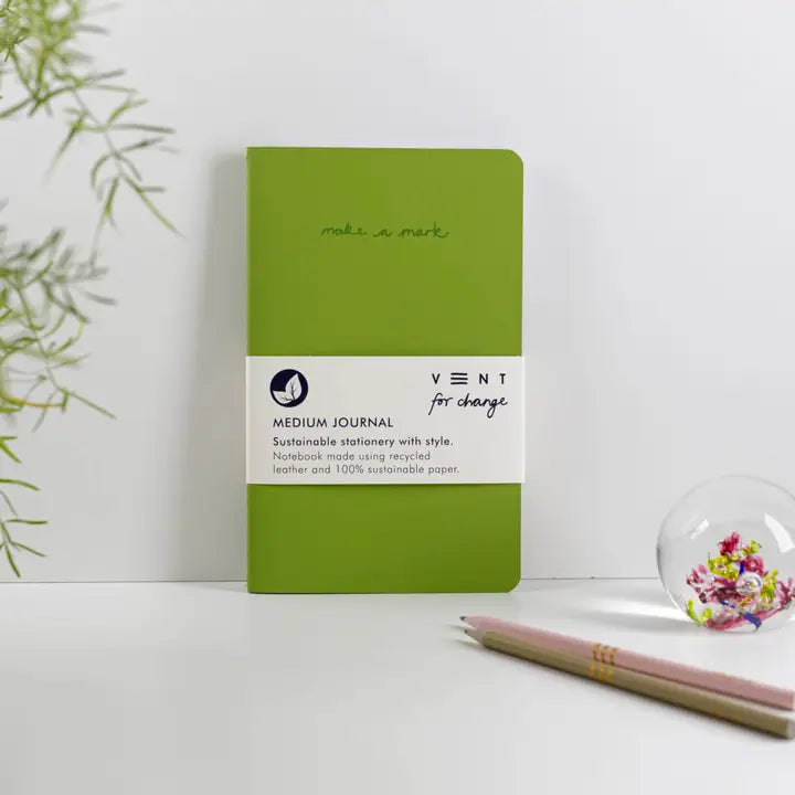 Green Recycled Leather Journal A5