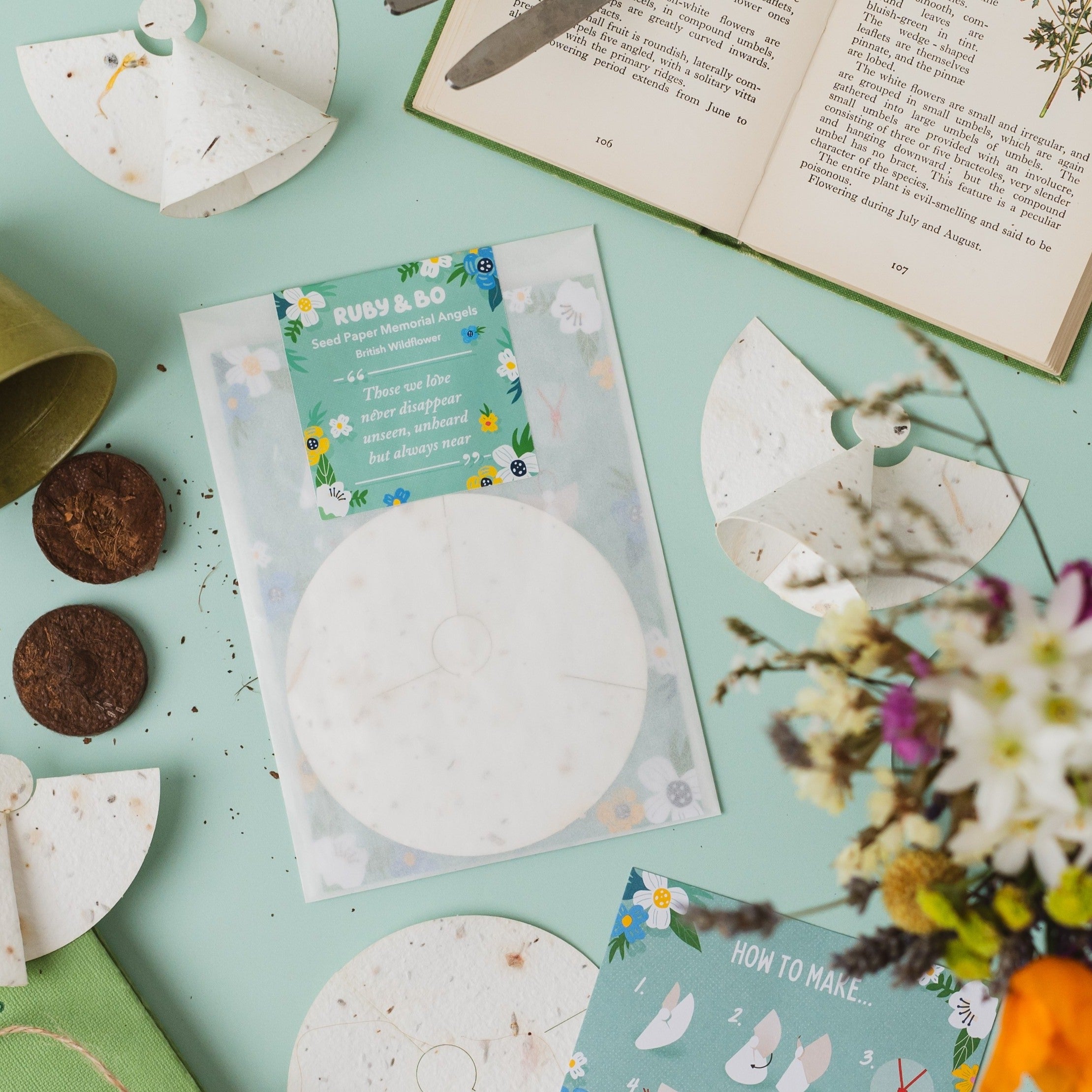 A pack of plantable paper angels
