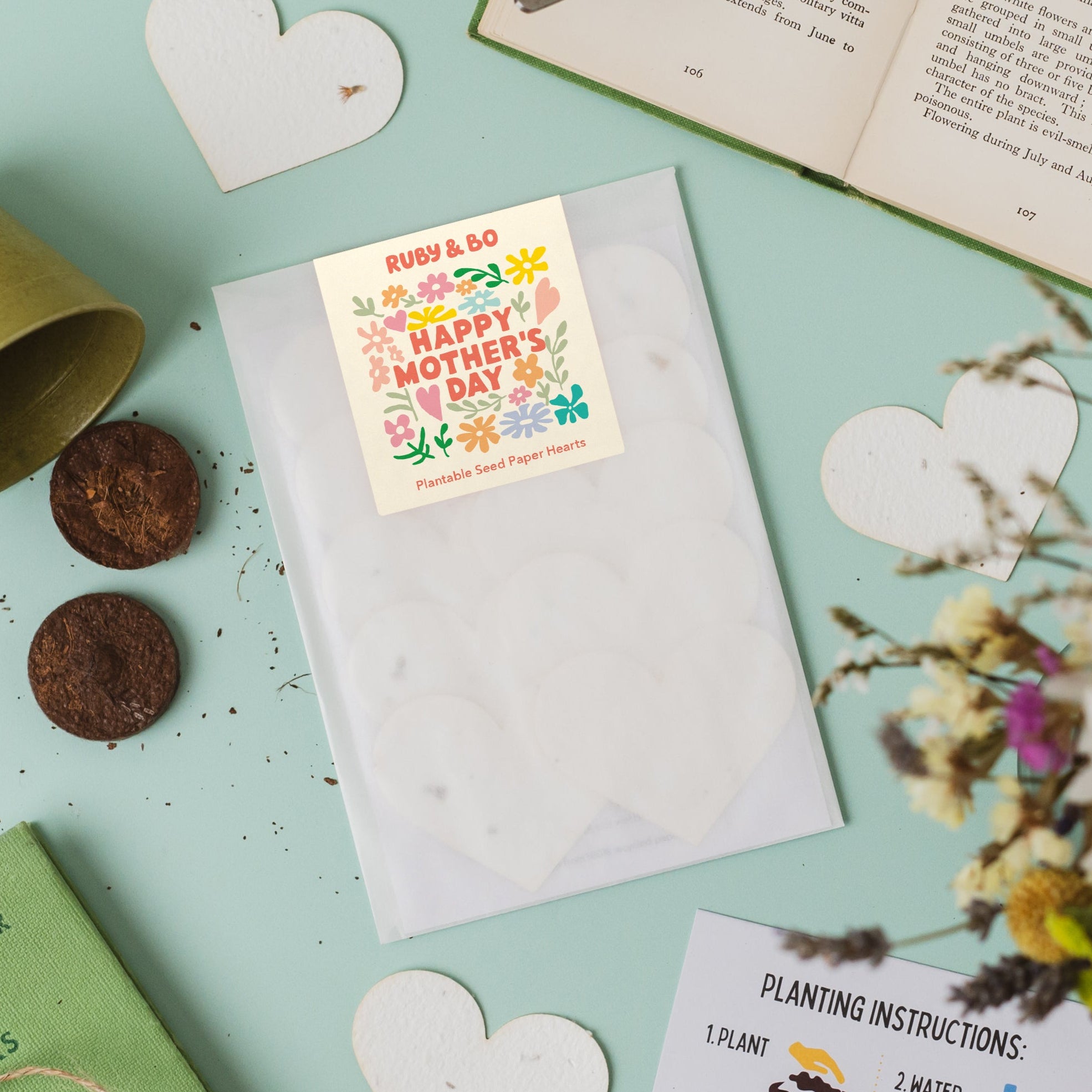 Happy mothers day plantable seed paper hearts