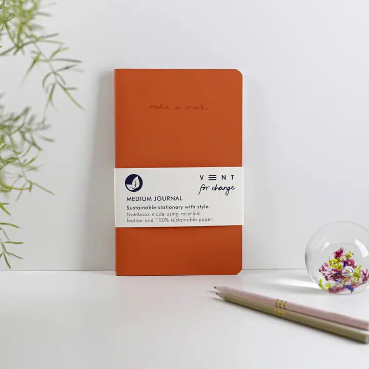 Orange Recycled Leather Journal A5