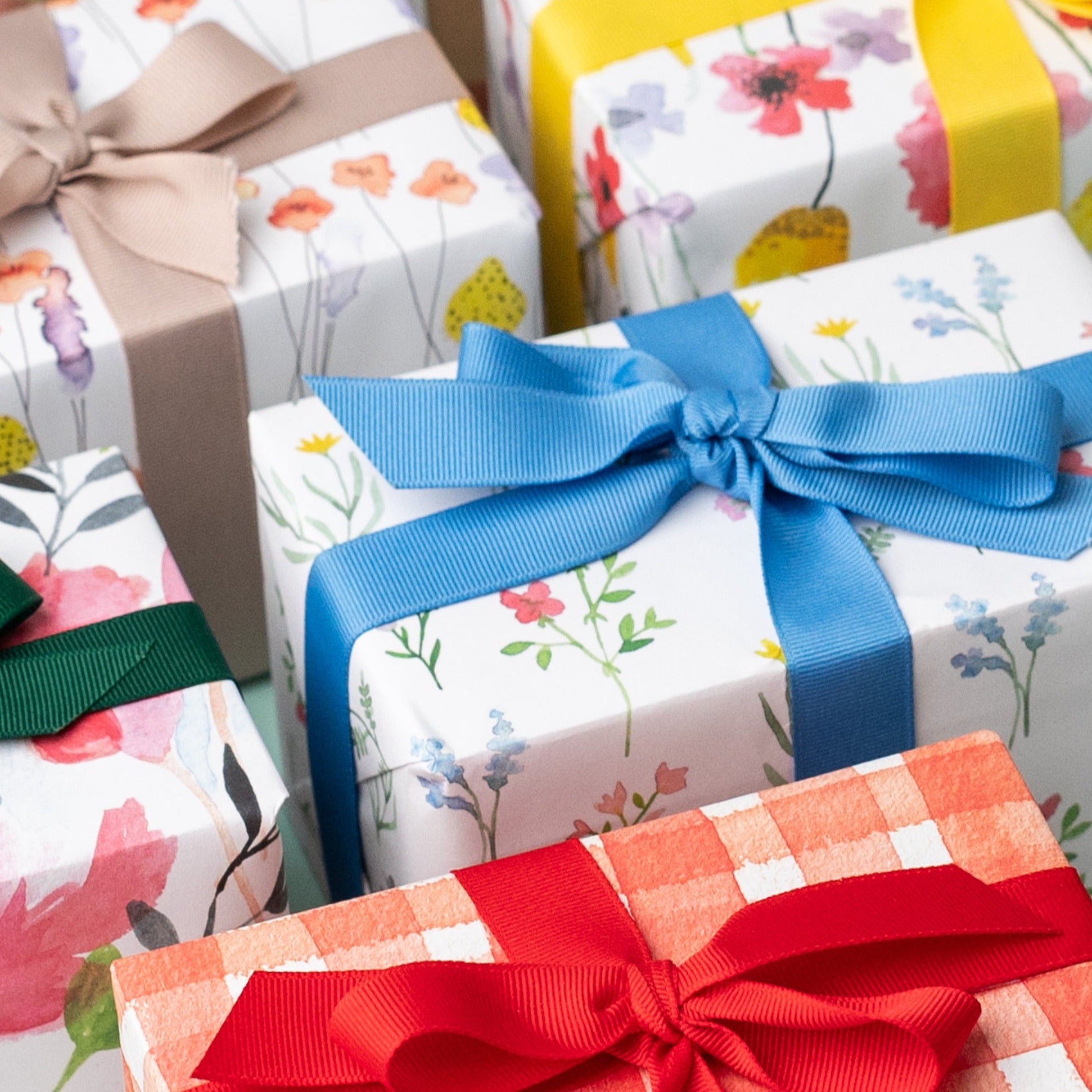 A present wrapped in Ruby & Bo recycled wrap