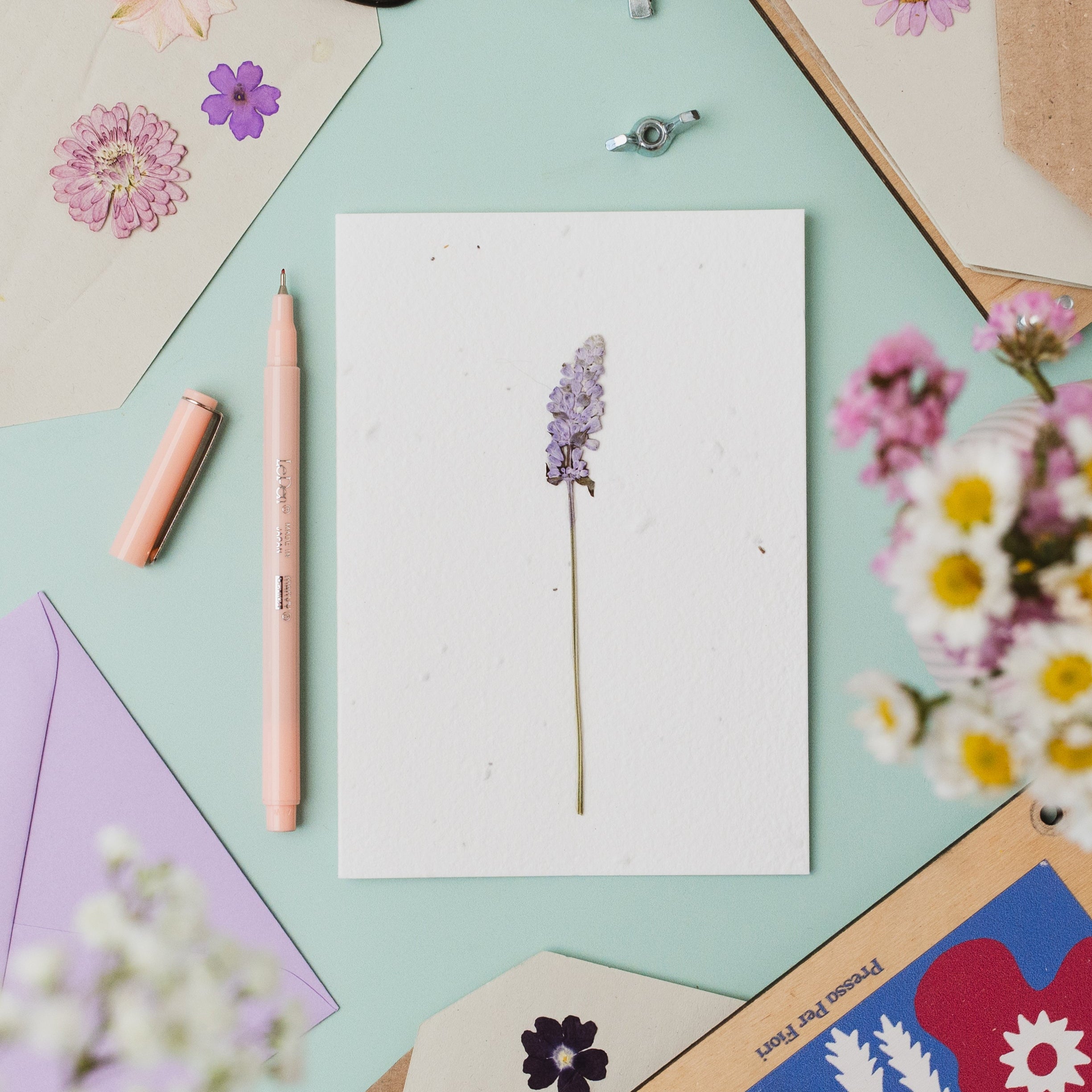Pressed Flower Card, Lavender