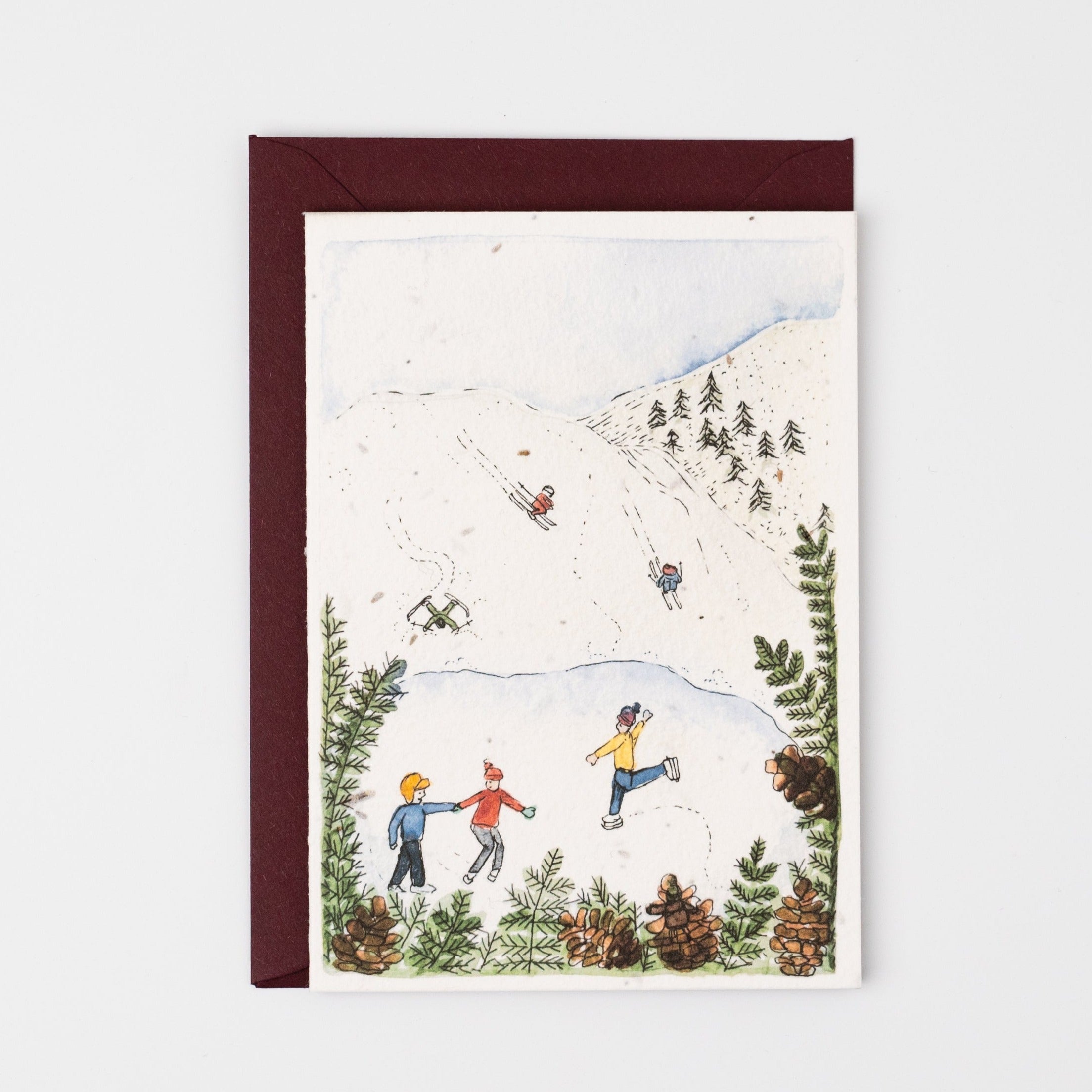 Skaters & Skiers Plantable Christmas Card