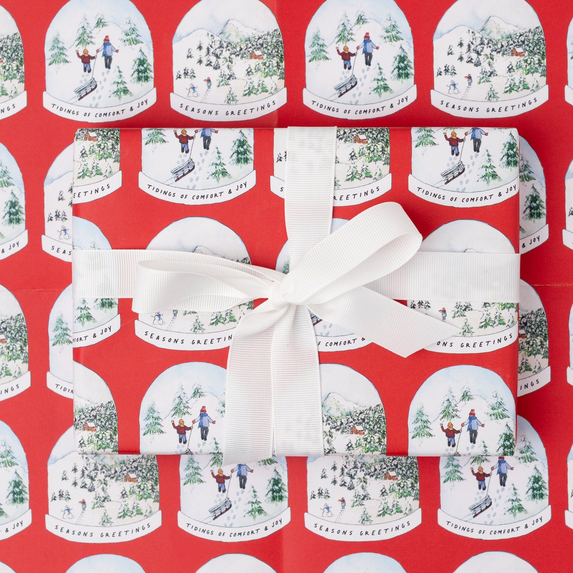Red Snowglobe Recycled Wrap & Plantable Tag Set