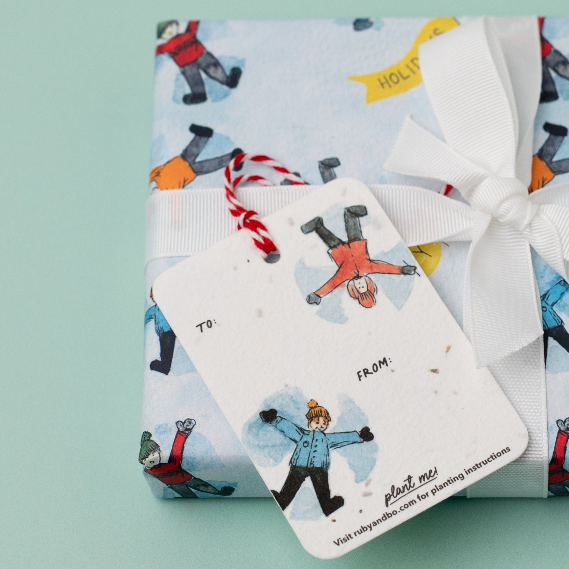 Snow Angels Recycled Wrap & Plantable Tag Set