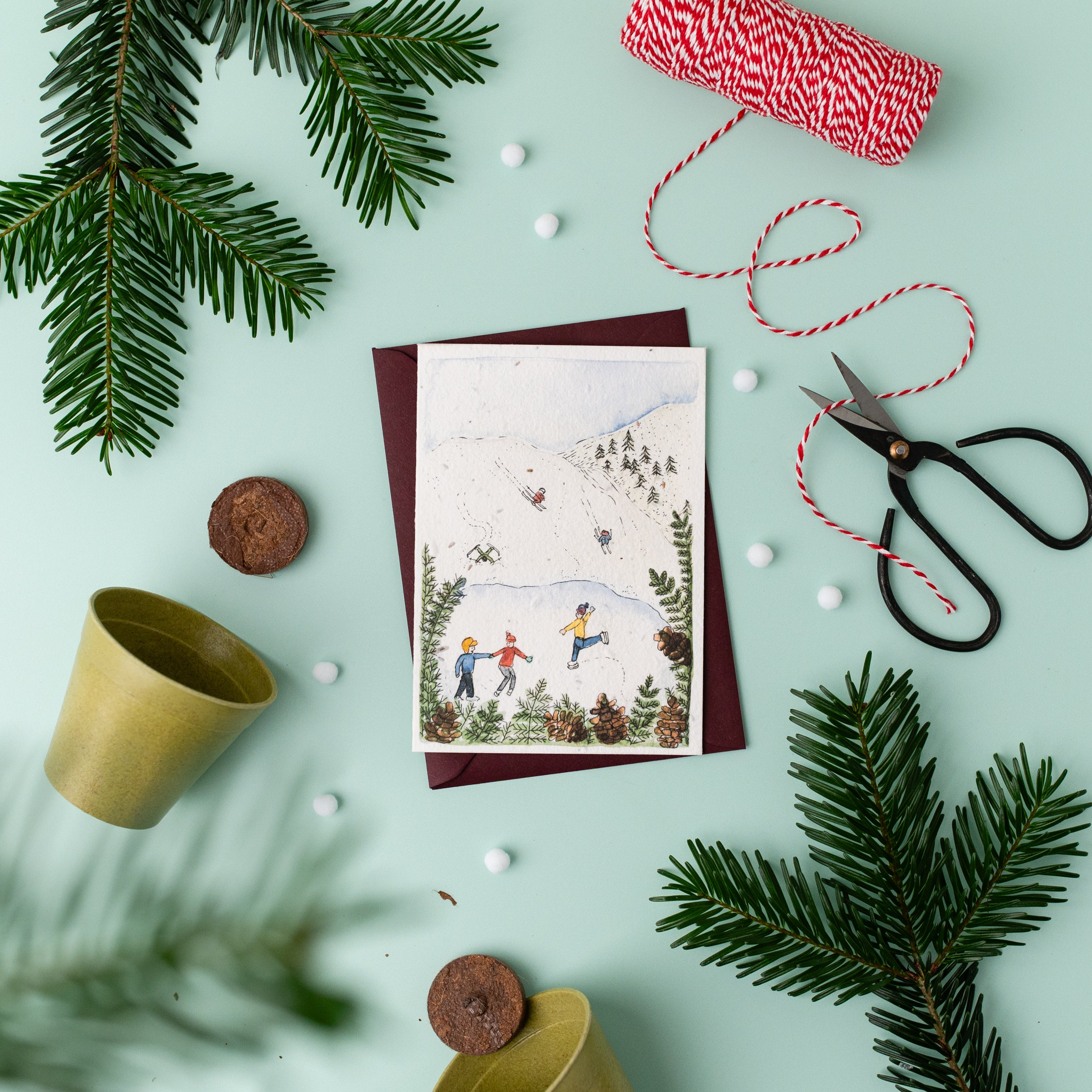 Skaters & Skiers Plantable Christmas Card