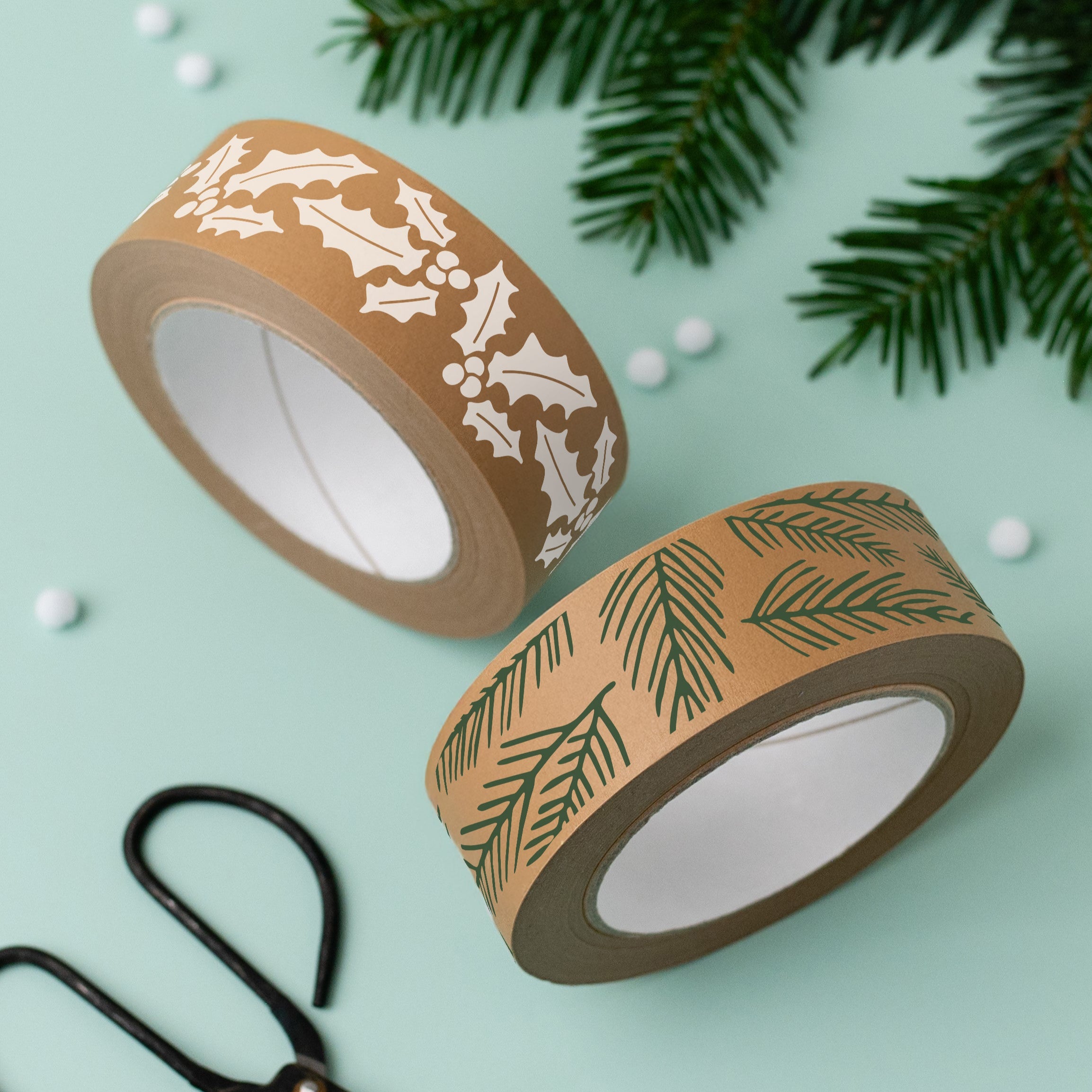 Pine Needles Paper Tape & Holly Paper Tape