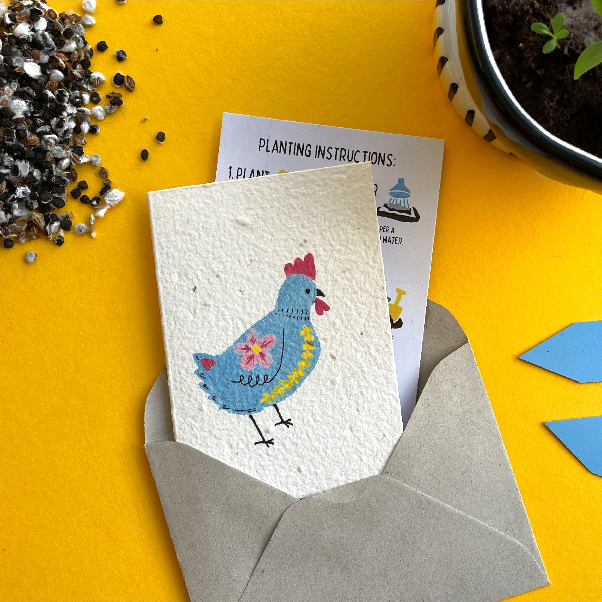 Happy Chicken Plantable Notelet