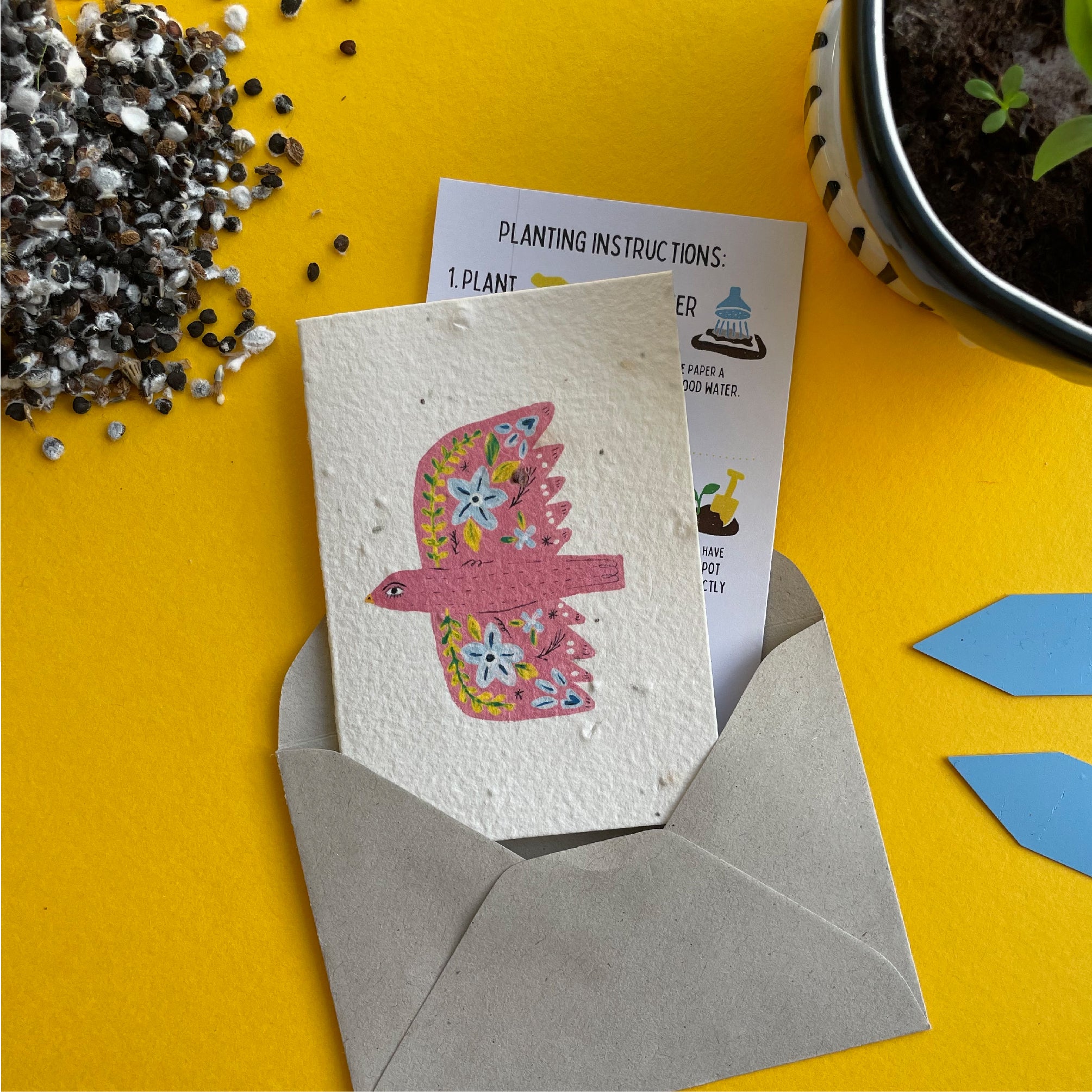 Pink Bird Plantable Notelet