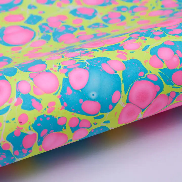 Hand Marbled Wrapping Paper - Neon