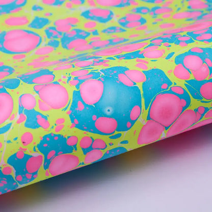 Hand Marbled Wrapping Paper - Neon