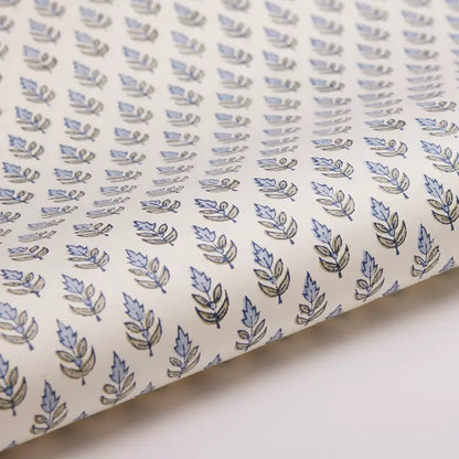 Block Printed Cotton Wrapping Paper - Blue