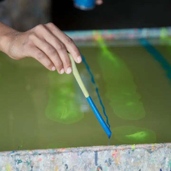 Artisan hand marbling wrapping paper