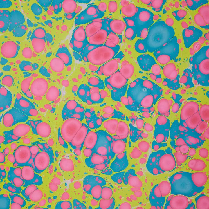 Hand Marbled Wrapping Paper - Neon