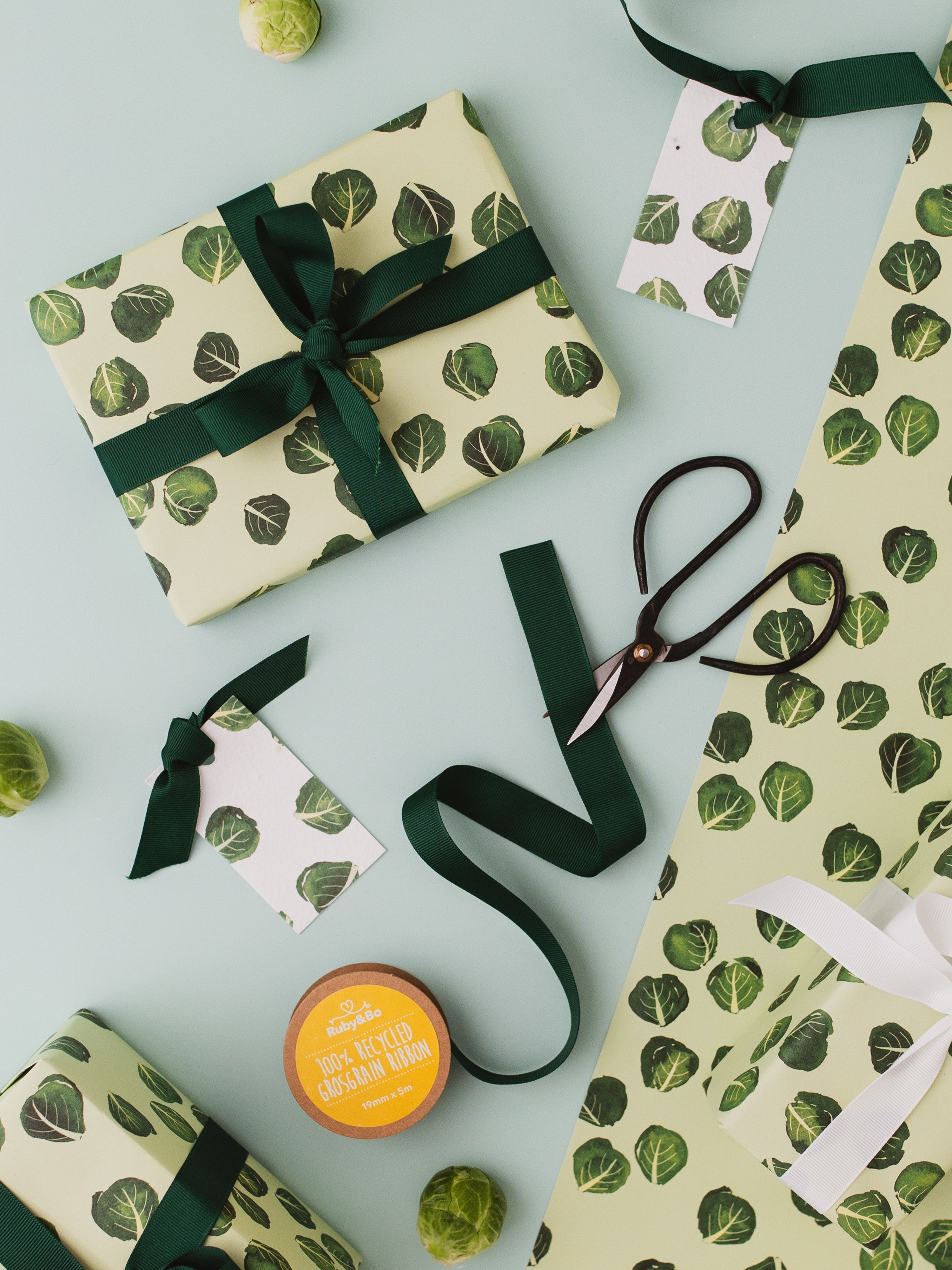 Brussel Sprout Recycled Wrap &amp; Plantable Tag Set