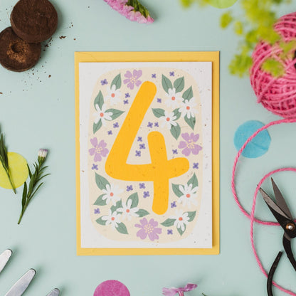 Plantable 4th Birthday Card