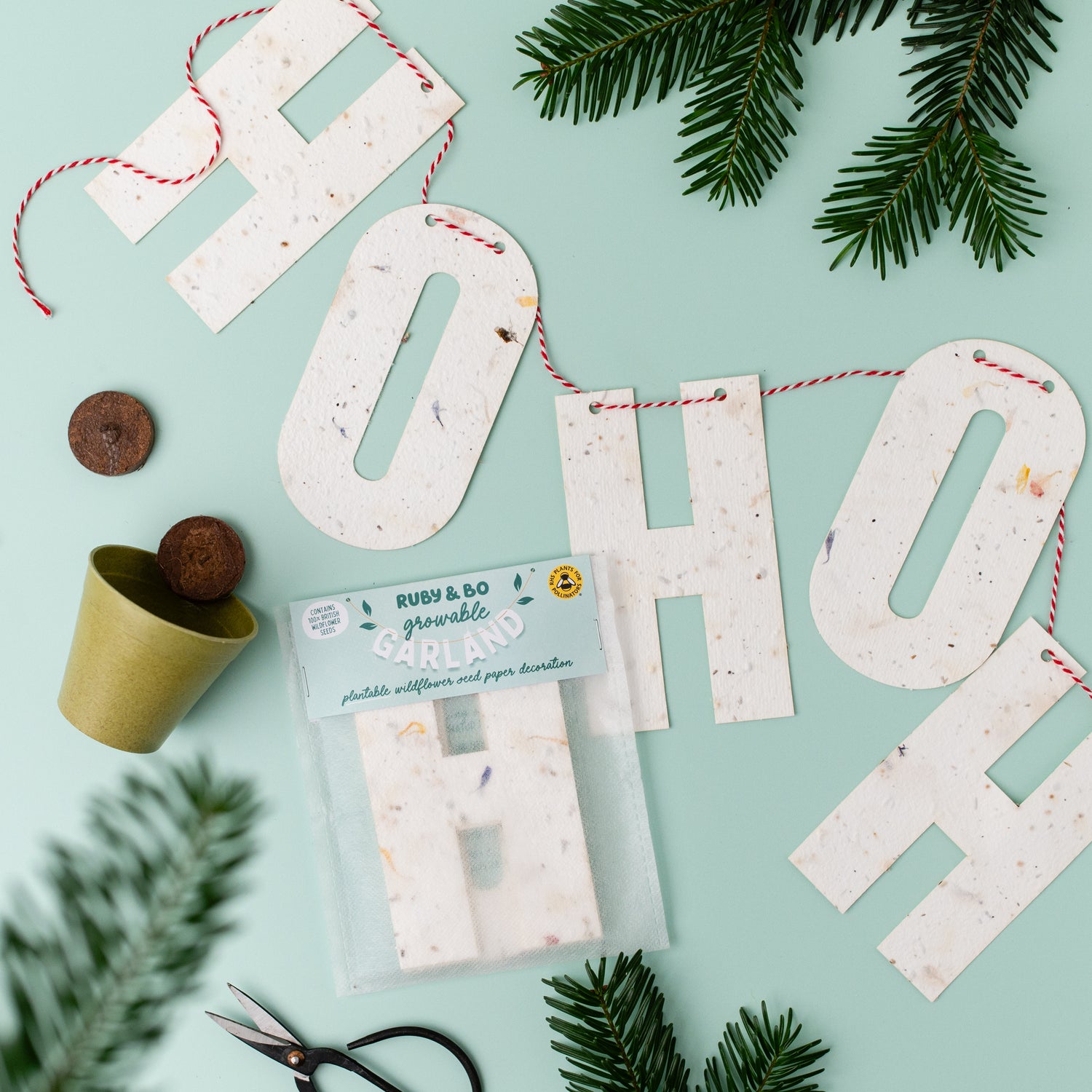 Ho Ho Ho Plantable Paper Garland 1.2m