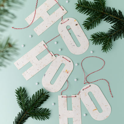 Ho Ho Ho Plantable Paper Garland 1.2m