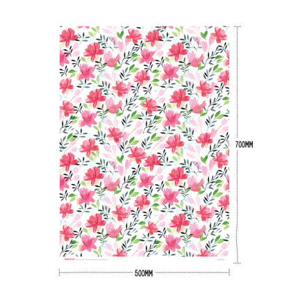 Ruby &amp; Bo Roses Recycled Wrap Showing Product Dimensions 50cm x 70cm