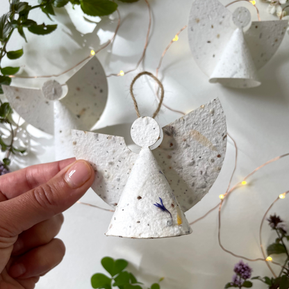 Snow Angel Paper Christmas Tree Decorations, Set of 3