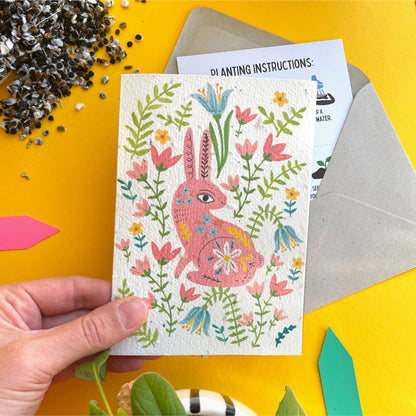 Happy Hare Plantable Card