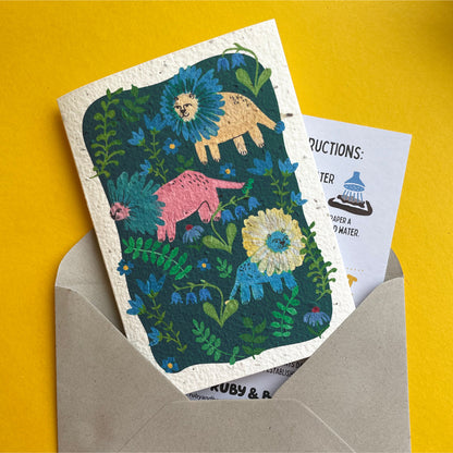 Flower Lions Plantable Card