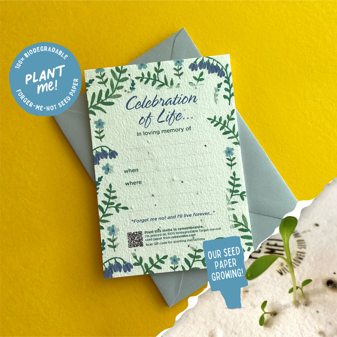 Celebration of Life Plantable Invitation Set