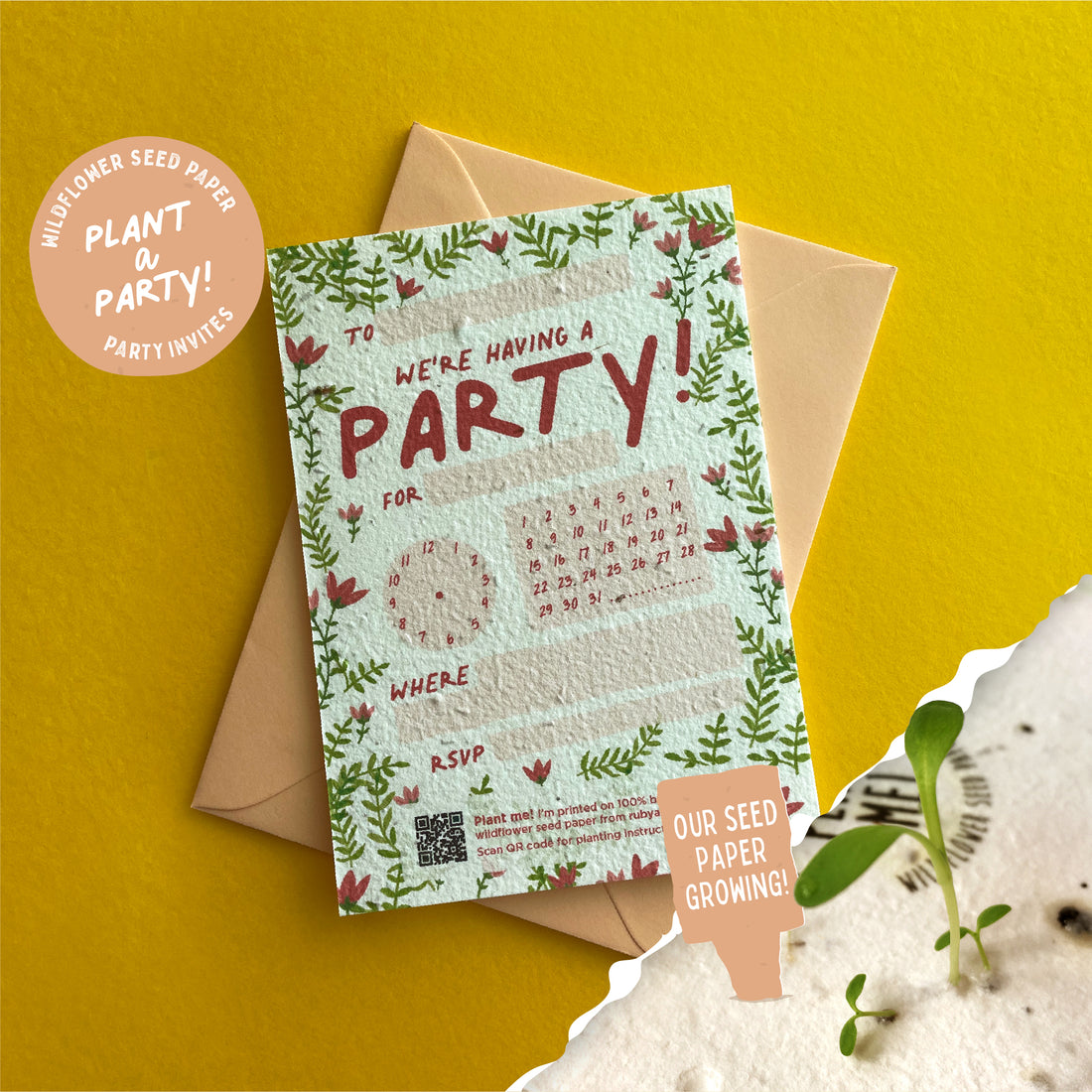 Summer Garden Plant-a-Party Invitation Set