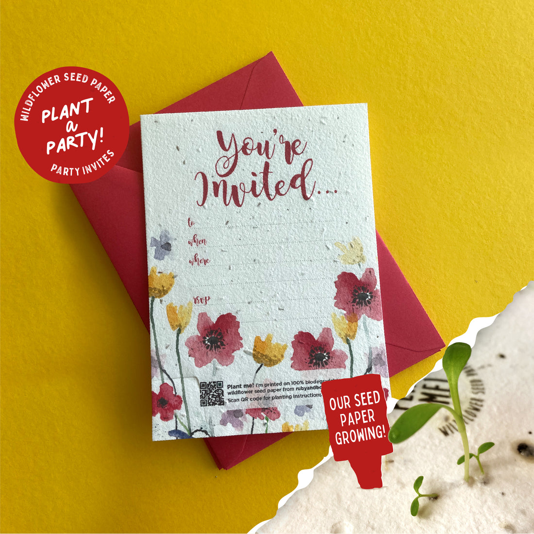 Poppy Meadow Plantable Invitation Set