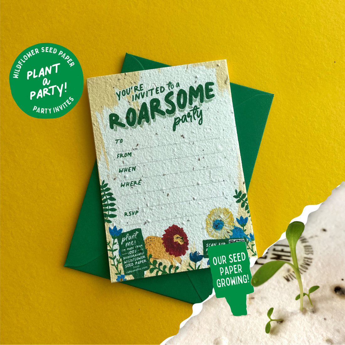 Roarsome Plant-a-Party Invitation Set