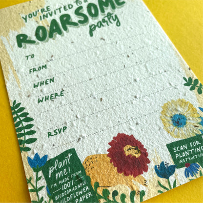 Roarsome Plant-a-Party Invitation Set