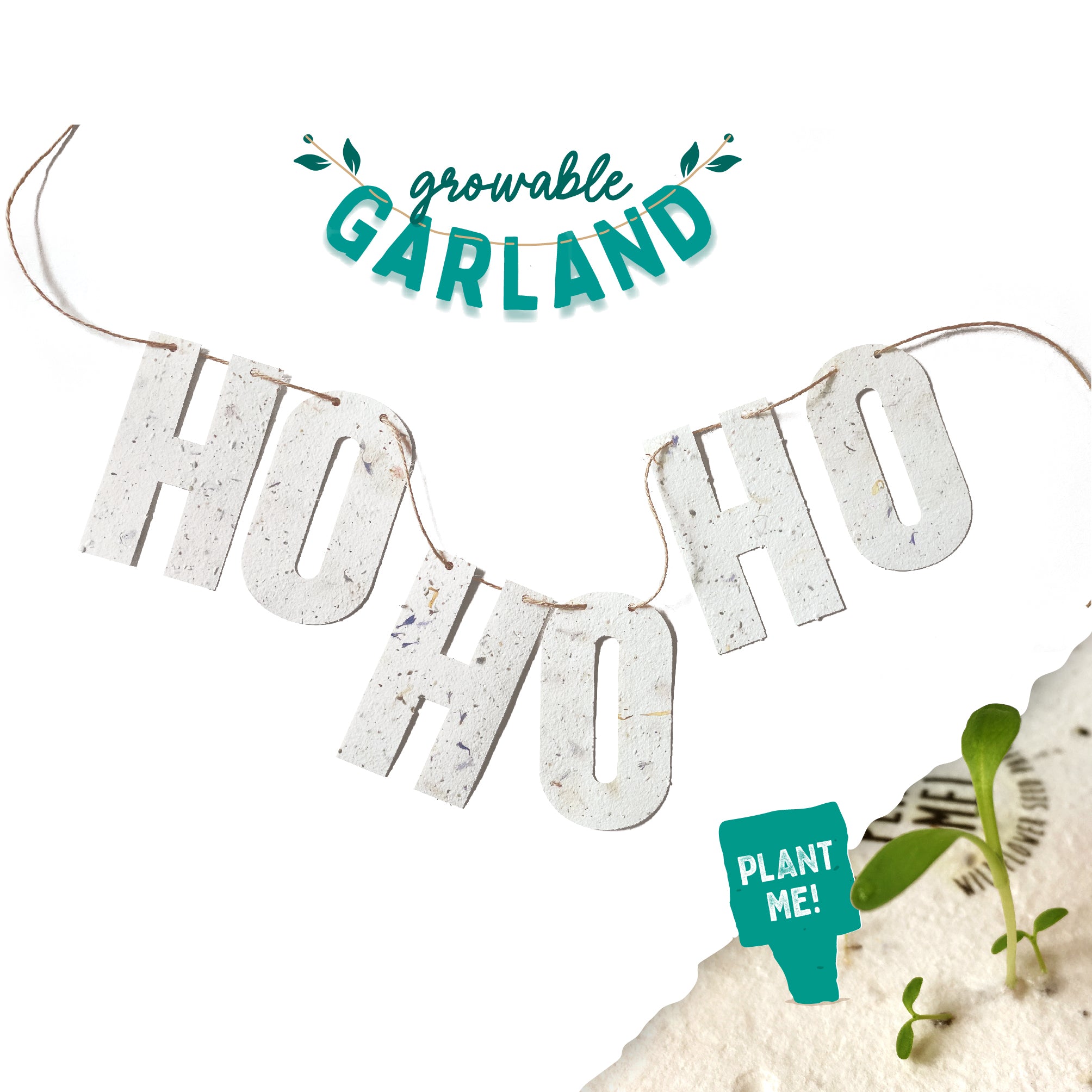 Ho Ho Ho Plantable Paper Garland 1.2m