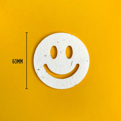 Bee Happy Plantable Paper Smile Showing Dimensions of 60mm