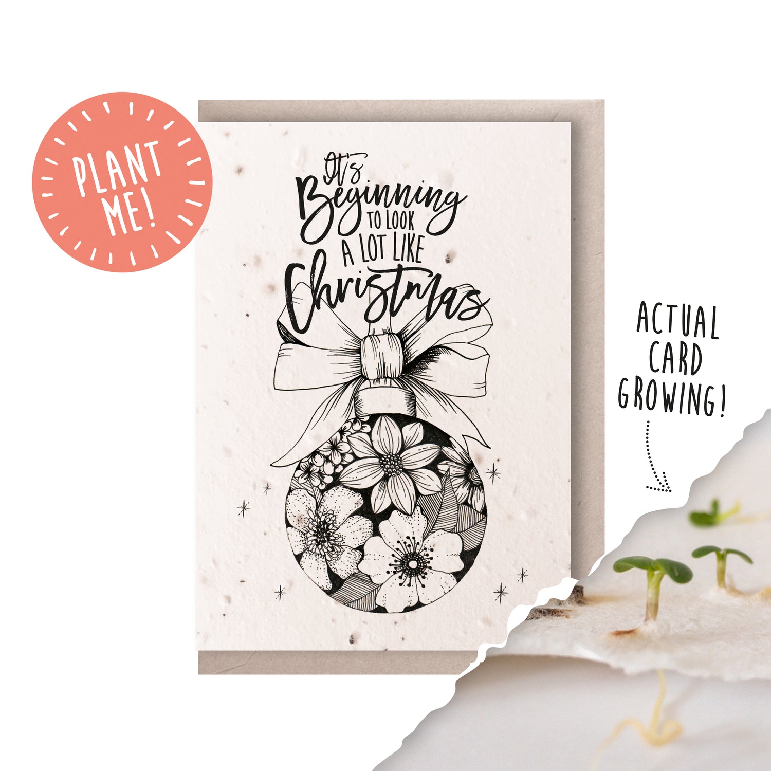 Floral Bauble Christmas Card