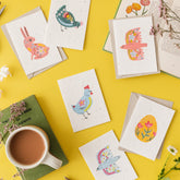 a set of six plantable notecards on a yellow background