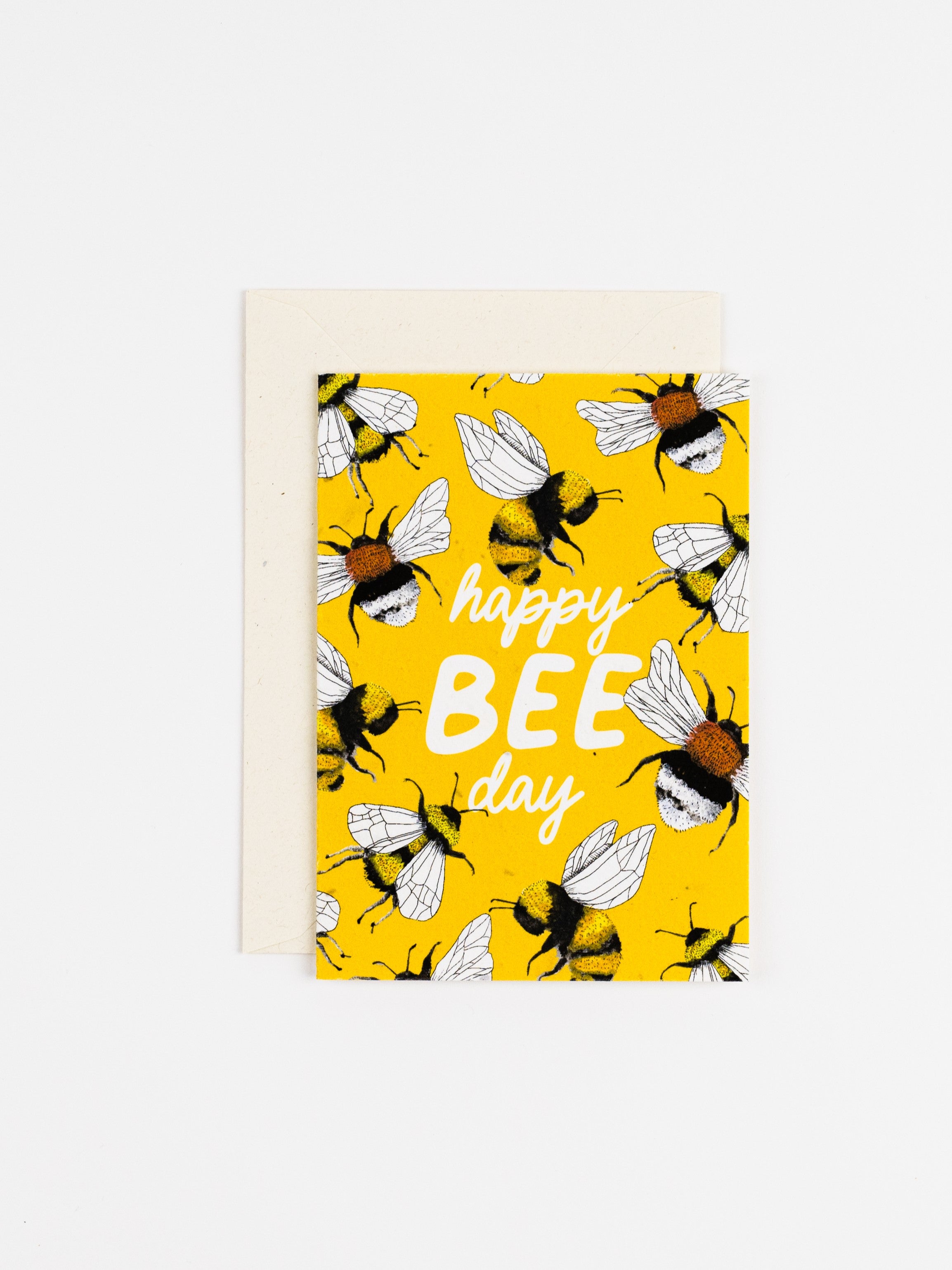 happy bee day plantable birthday card on white background